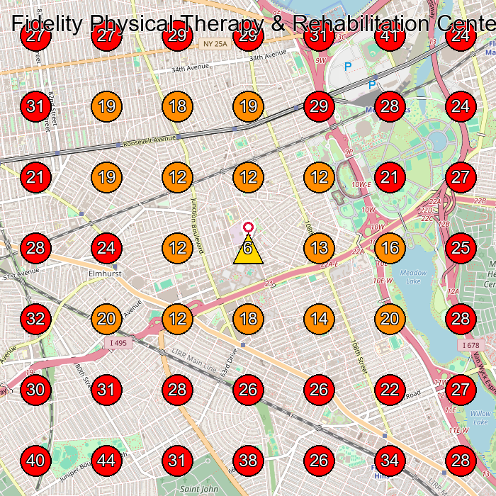 Fidelity Physical Therapy & Rehabilitation Center GeoGrid visibility map for Fysioterapiklinik in Queens